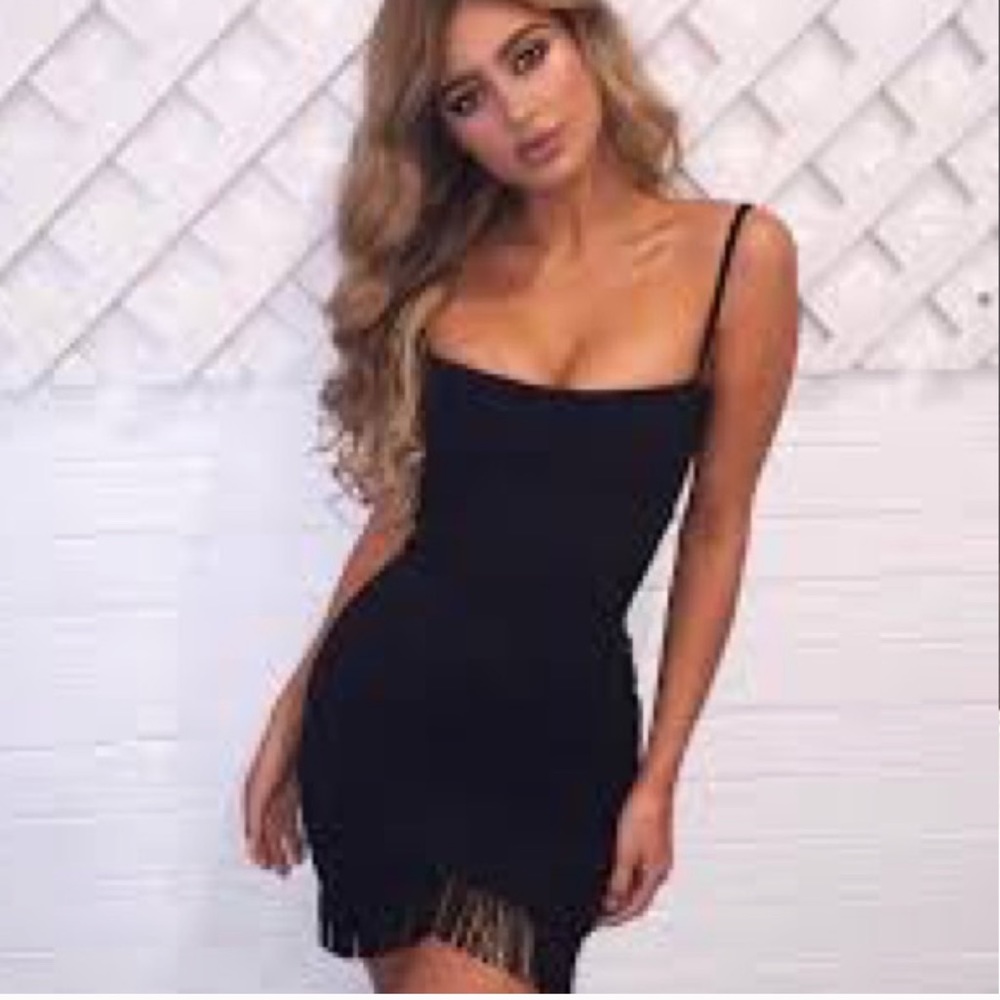 Nookie Mendez Fringe Black Dress Medium